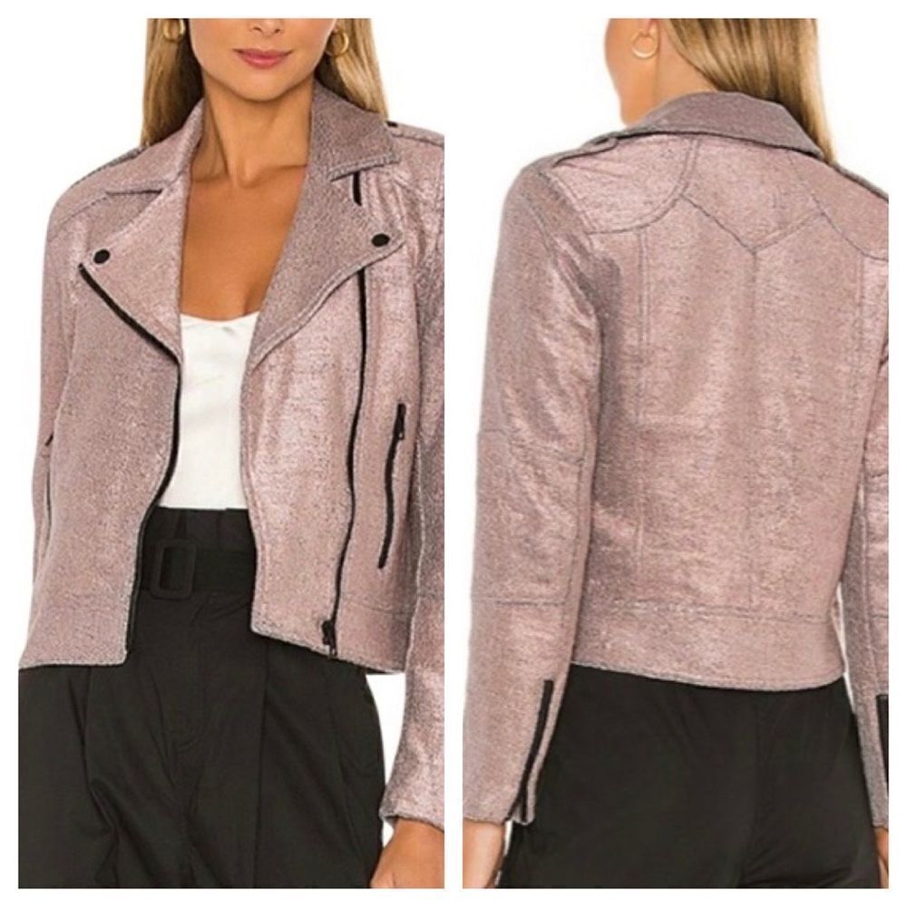 cupcakes and cashmere Metallic Mauve Moto  Jacket